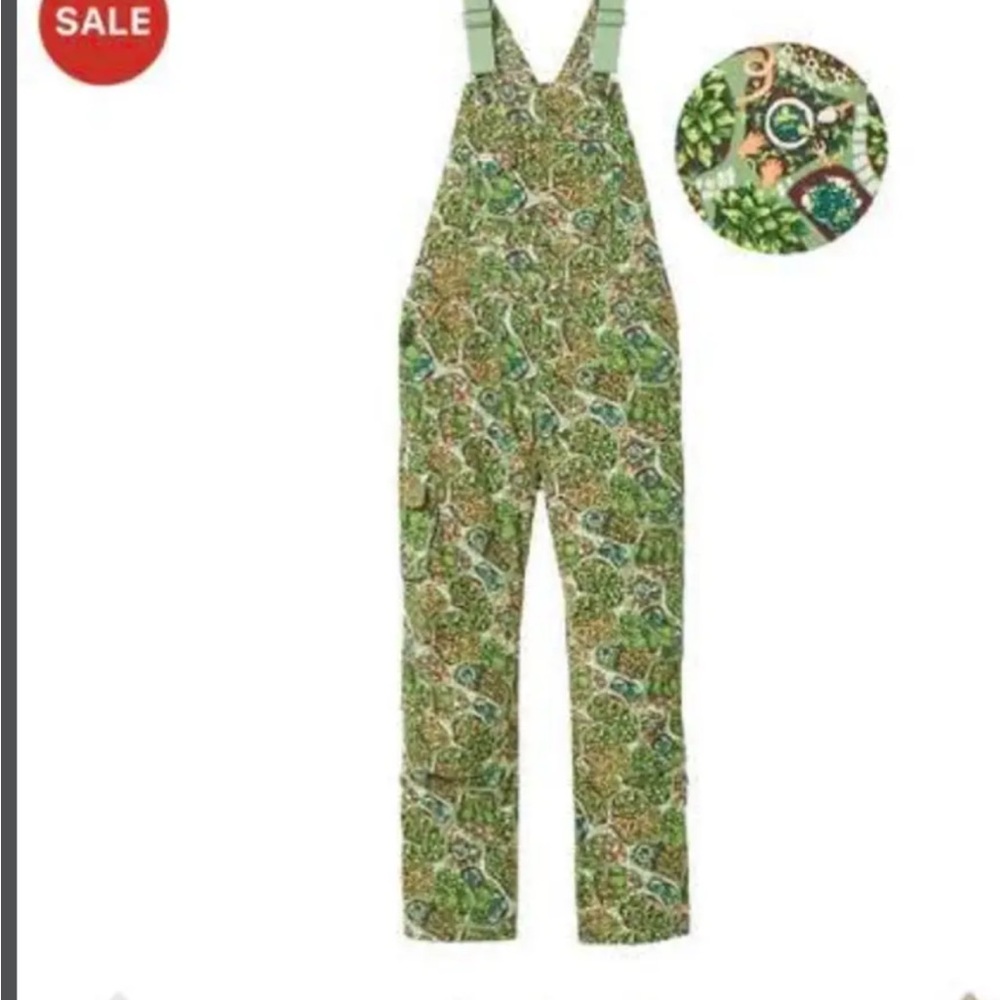 Duluth trading company Green succulent pattern  Women's overalls M29